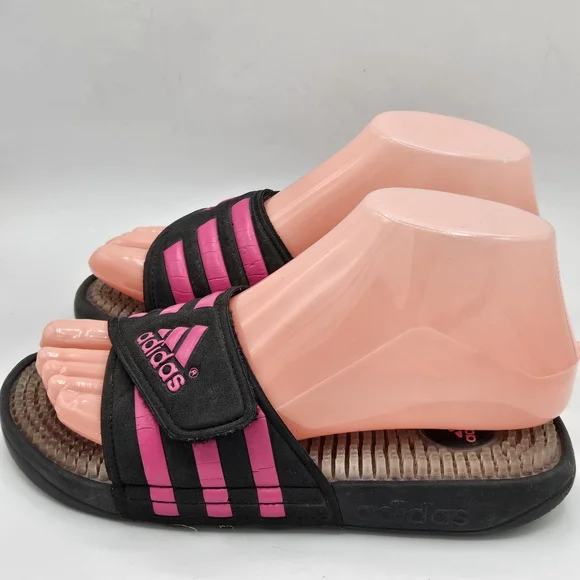 Adidas adissage hot pink and black slipon slide sandals size 4 - Picture 9 of 15
